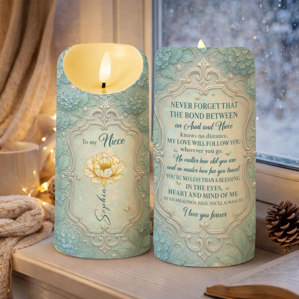 Forever Bond Between Aunt And Niece, Personalized LED Light Candle, Gift For Niece
