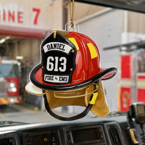 Firefighter Helmet 2D Flat Printed - Personalized Acrylic Ornament - Gift For Firefighter