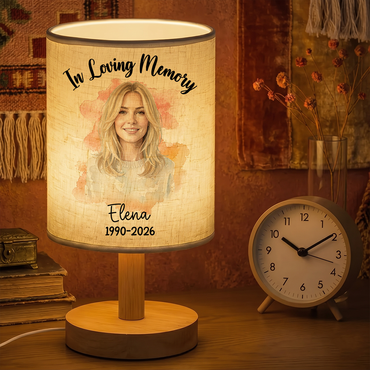 Custom Photo Realistic Watercolor Art Personalized Fabric Lamp