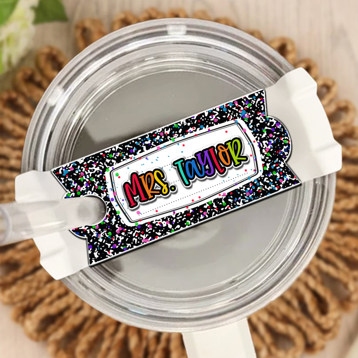 Teacher Appreciation Gifts, Personalized Teacher Tumbler Name Tag, Tumbler Topper Gift For Teacher, Tumbler Accessories Tag