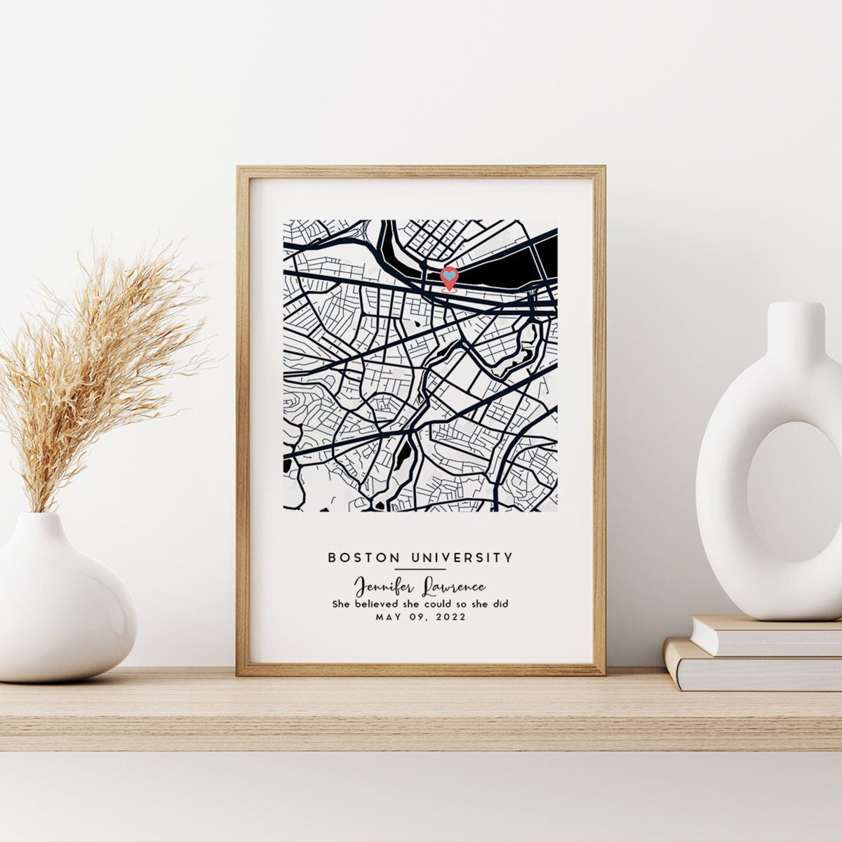 Custom College University Campus Map, Personalized Graduation Gift, Motivational Graduation Decor, Class of 2025