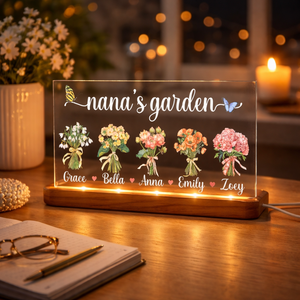 Nana's Garden Sign, Mother's Day Gifts, Birth Flower Light Stand, Grandma Gift, Gift For Mom, Customized Night Light, Gift From Grandkids