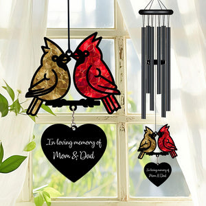 Personalized Memorial Wind Chime, Cardinals Memorial Wind Chime, Loss of Parents Sympathy Gift In Loving Memory, Family Gift, Love Family