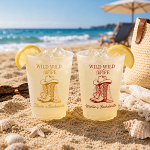 Personalized Frosted Plastic Cups, Wild Wild Wife Bachelorette Cups, Cowgirl Western Bride Party Favor, Custom Bach Weekend Cups
