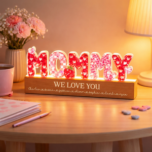 Mommy We Love You 3D Crystal Effect - Personalized Acrylic Block LED Night Light - Heartfelt Gift for Mom, Mother's Day Gift