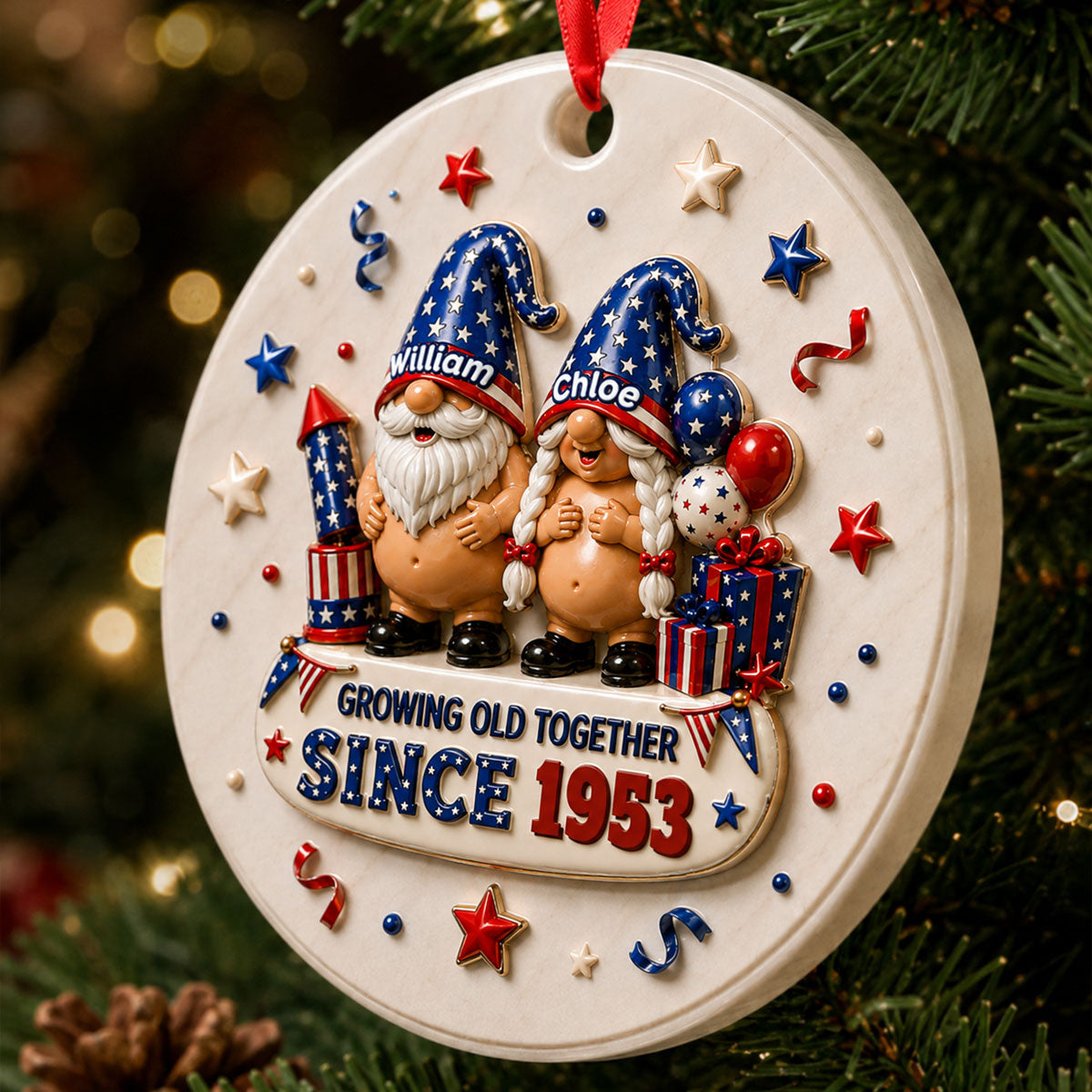 Celebrating Our Freedom And Anniversary With American - Real 3D Raised Ornament