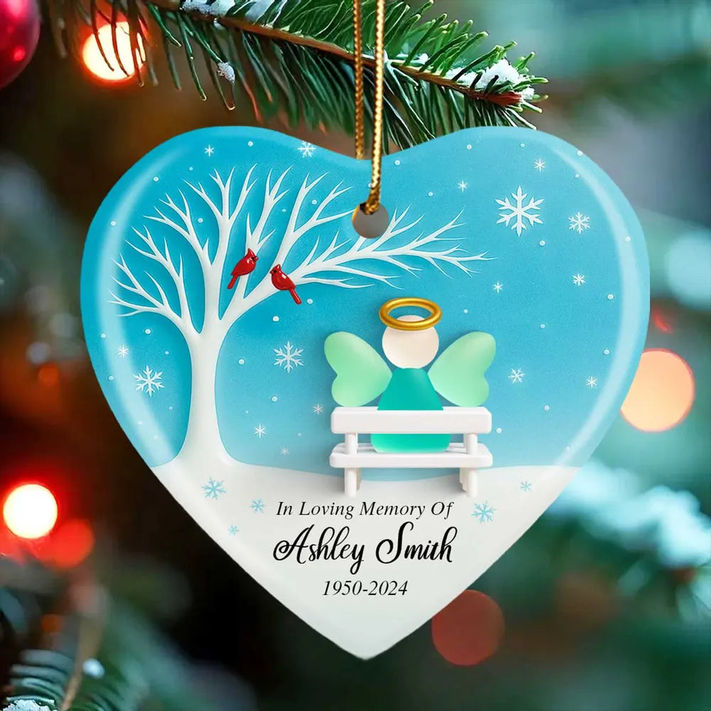 Angel Memorial Sea Glass Effect - Personalized Ornament - Christmas Sympathy Gift