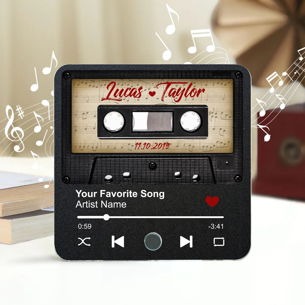 Retro Black Cassette Tape - Personalized Music Fridge Magnet - Anniversary Gift For Him, For Her, For The Couple