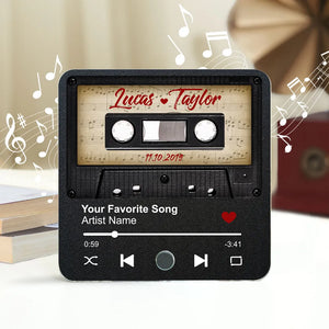 Retro Black Cassette Tape - Personalized Music Fridge Magnet - Anniversary Gift For Him, For Her, For The Couple