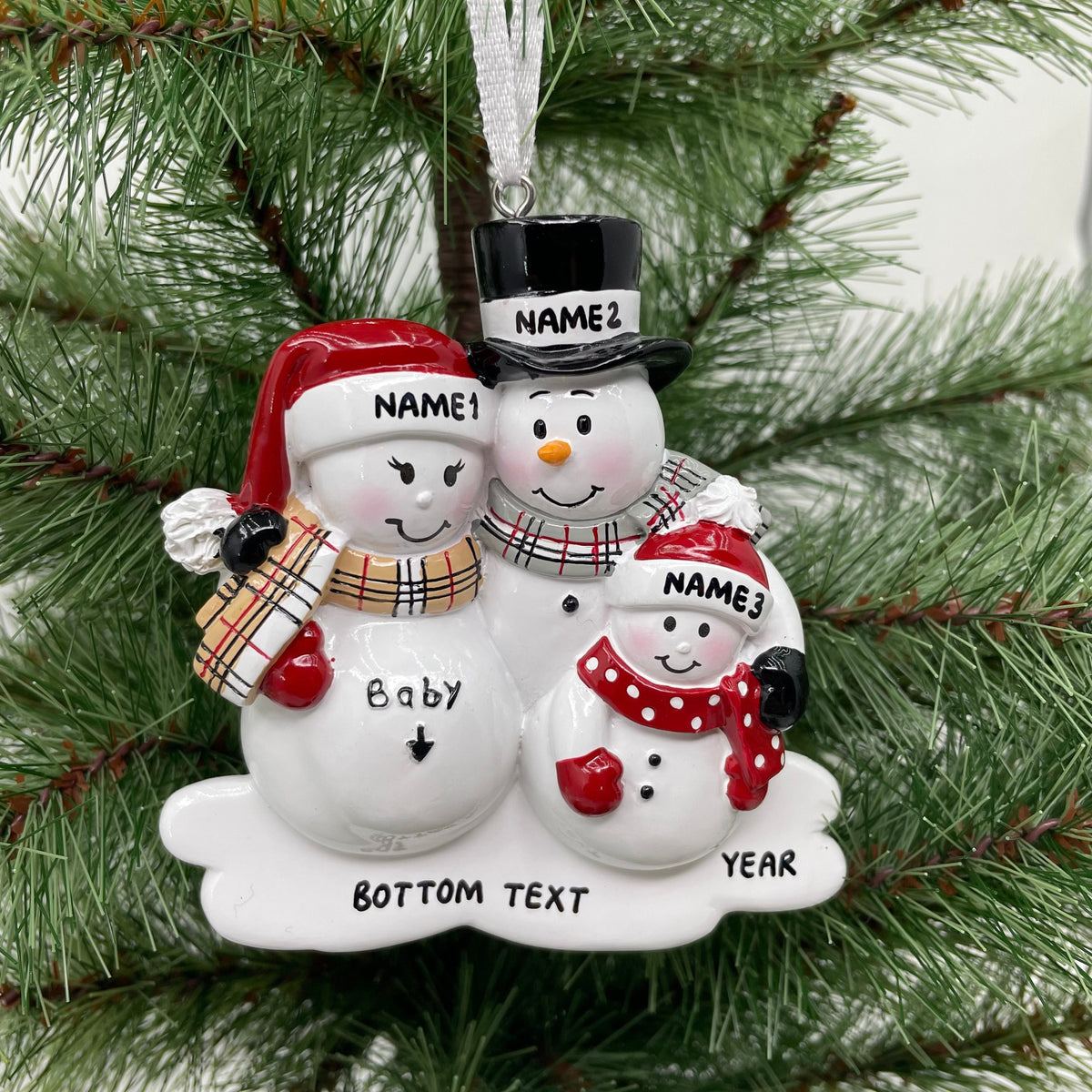 We are Expecting Family Ornament, Personalized Pregnant Snowman Family, ,Christmas Ornament, Baby Announcement Ornament