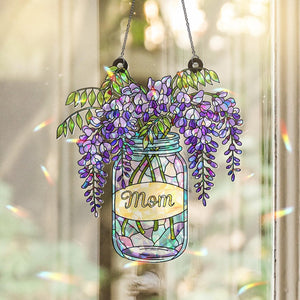 Custom Mom Suncatcher, Holographic Wisteria, Mother's Day Gift
