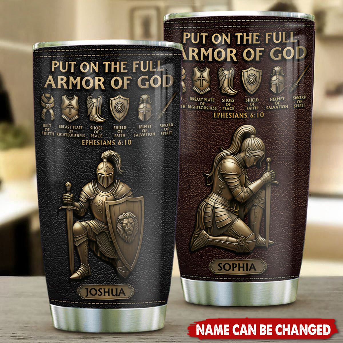 Put On The Full Amor Of God - Personalized Tumbler - Christian Gift