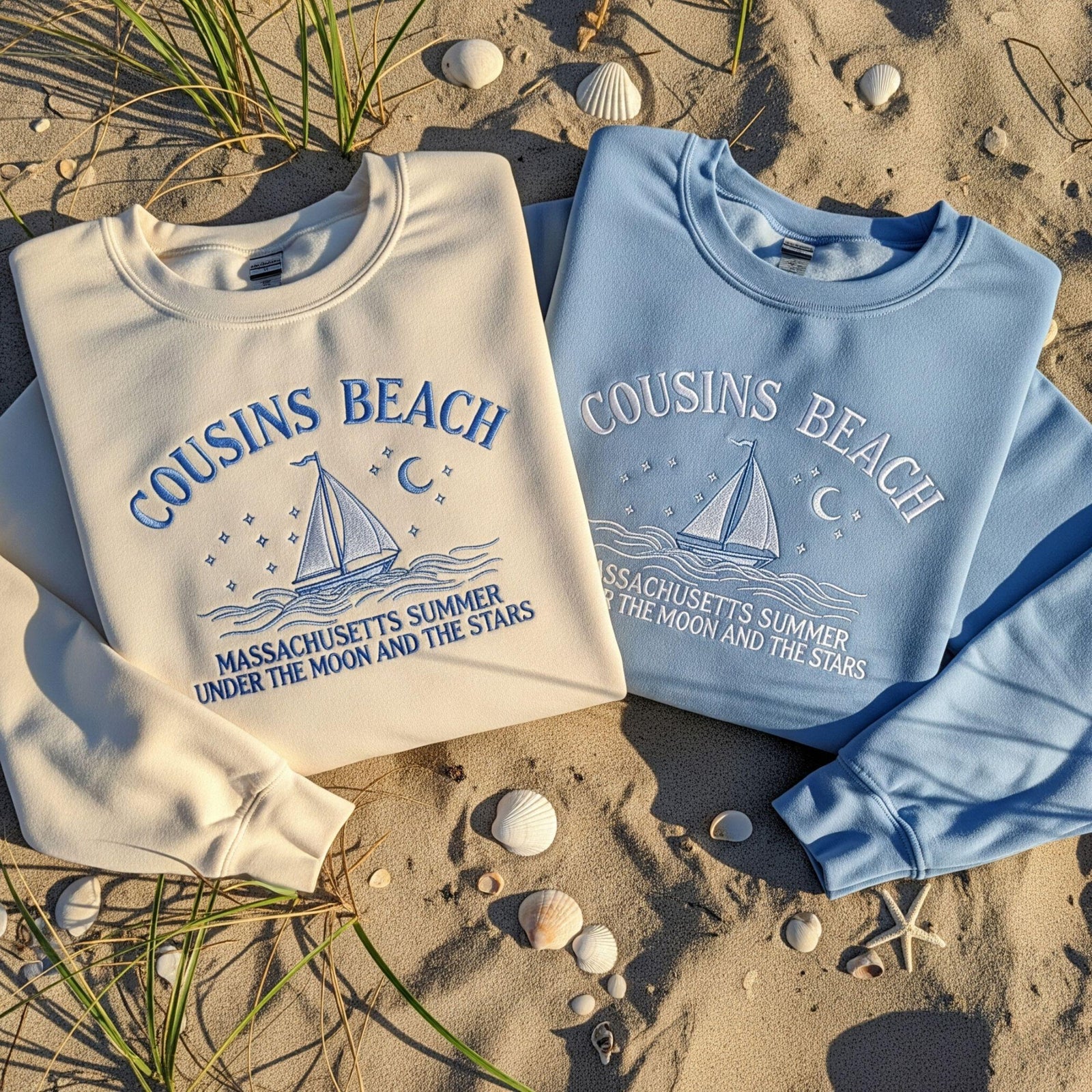 Cousins Beach Embroidered Sweatshirt, Summer I Turned Pretty Crewneck, Bookish Coastal Vibes Pullover Summer Vibe Group Matching Tee