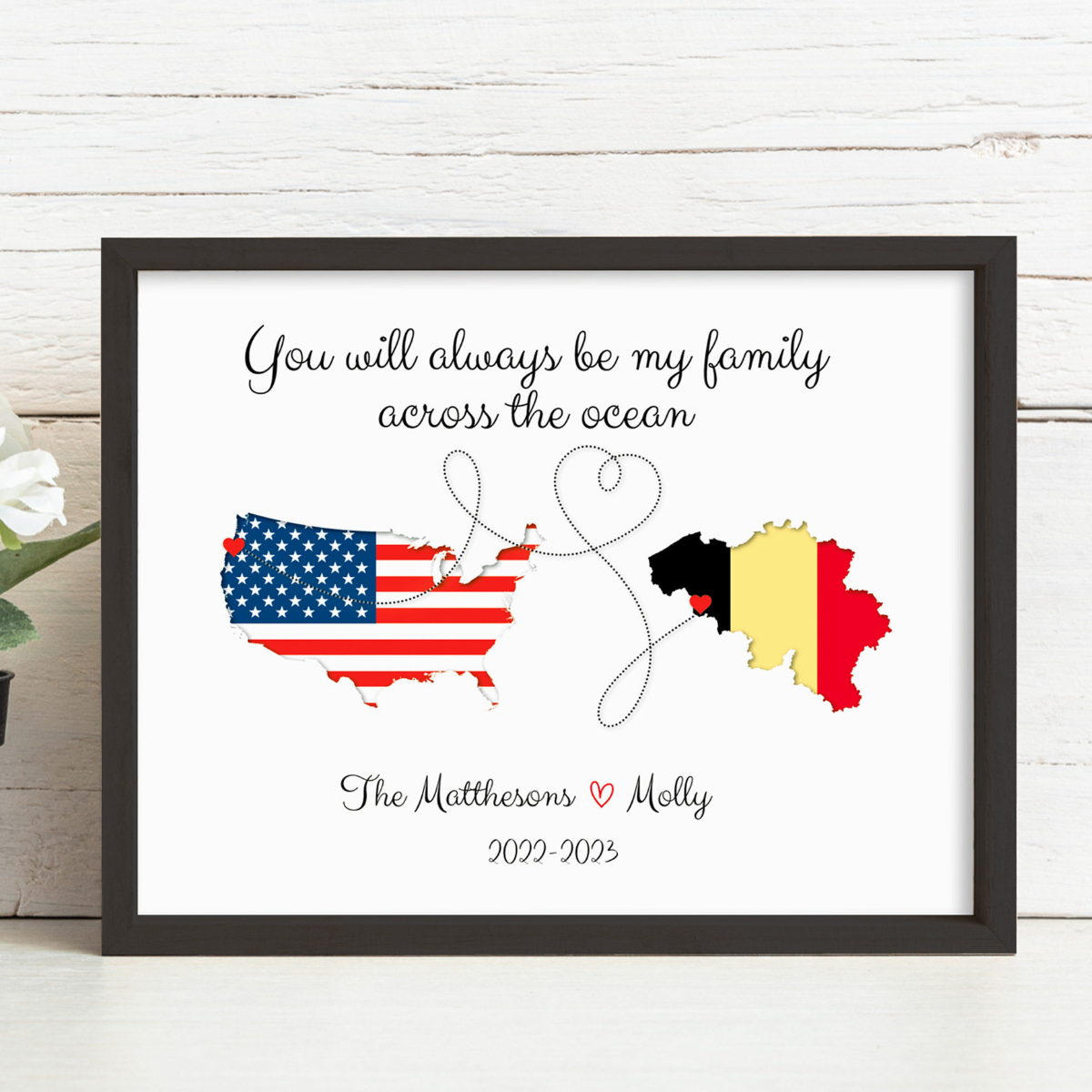 Personalized Host Family Map Canvas, Foreign Exchange Gift, Gift For Family, Exchange Students