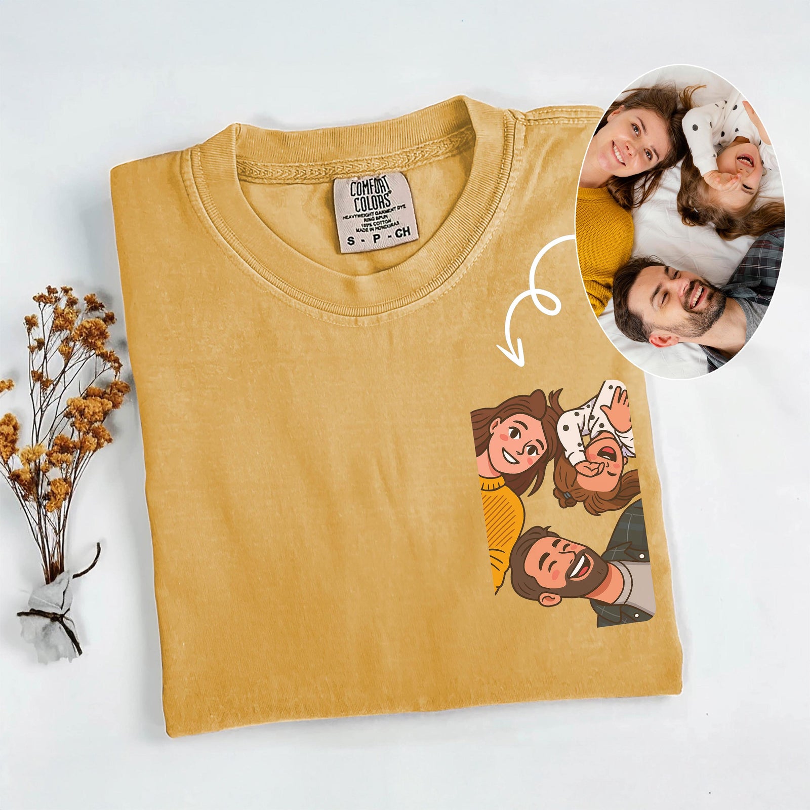 Custom Cartoon Portrait from Photo Shirt, Family Reunion Portrait, Couple Portrait, Comfort Colors Personalized Gift for Mom, Gifts for Dad