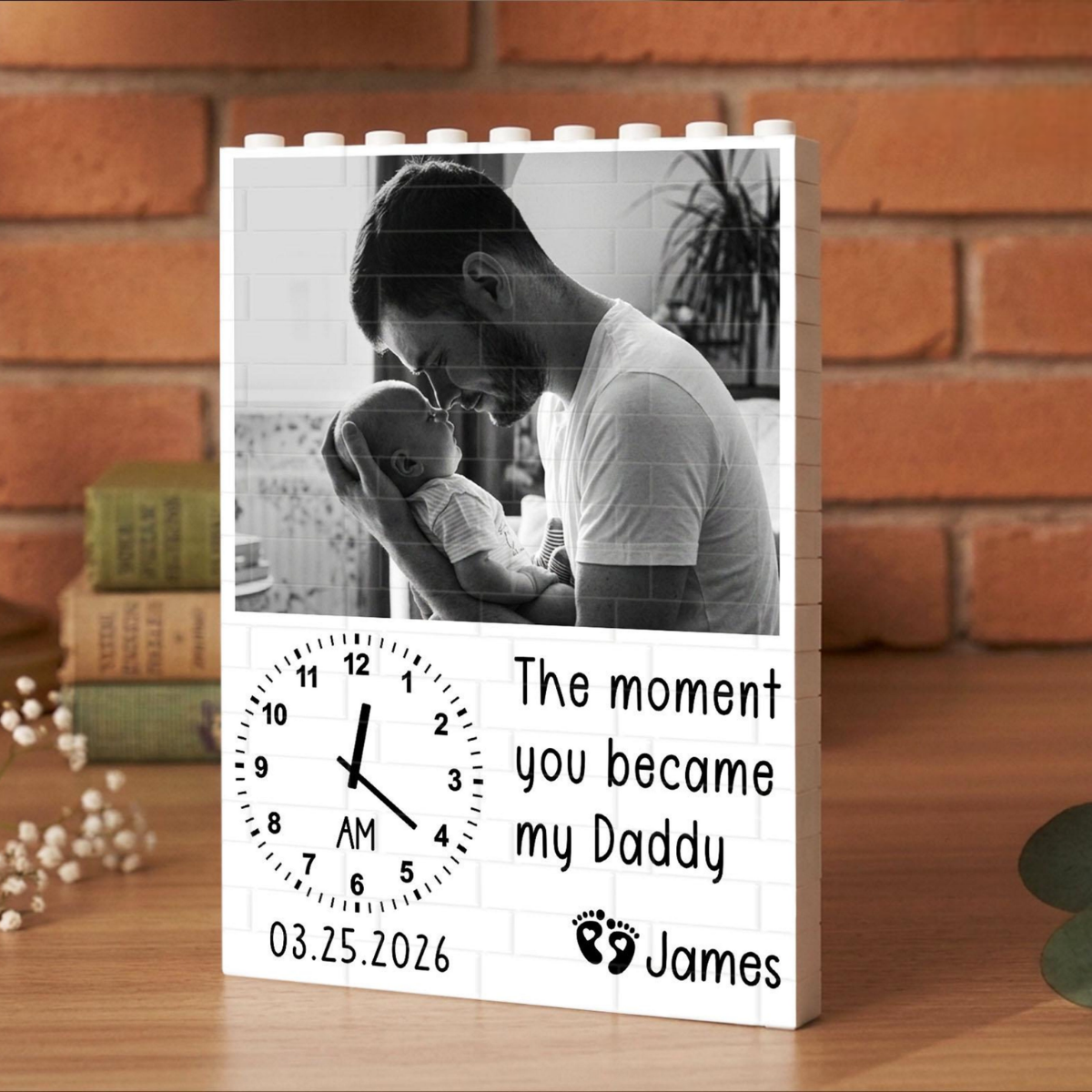 The Moment You Became My Daddy, Custom Daddy and Me, Personalized Photo Building Blocks, First Fathers Day, New Born Baby Photo Gift