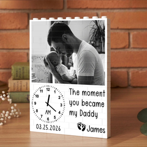 The Moment You Became My Daddy, Custom Daddy and Me, Personalized Photo Building Blocks, First Fathers Day, New Born Baby Photo Gift