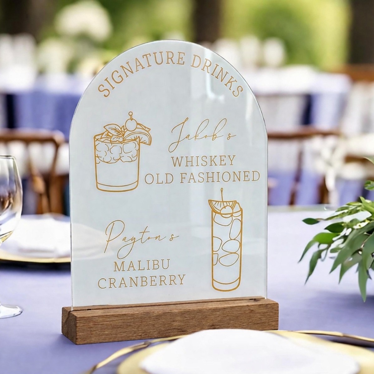 Arch Shaped Personalized Signature Drinks Wedding Bar Sign, Custom Acrylic Plaque, Wedding Decor, Gift For Couple