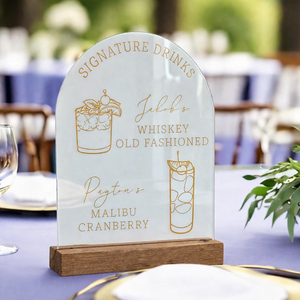 Arch Shaped Personalized Signature Drinks Wedding Bar Sign, Custom Acrylic Plaque, Wedding Decor, Gift For Couple