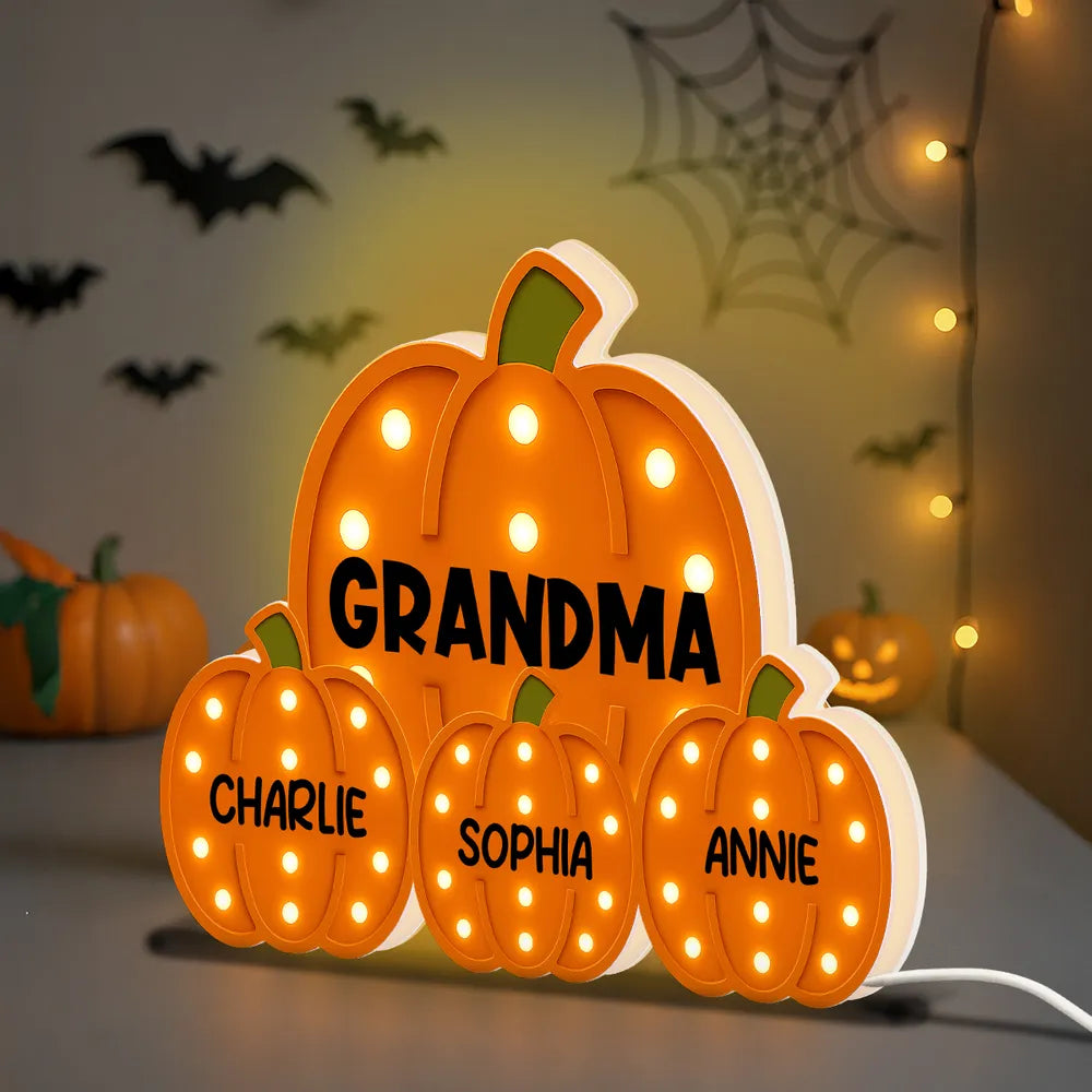 Mom Grandma Little Pumpkins - Personalized Acrylic Light Box - Gift For Mom, Grandma, Fall Season Home Decor