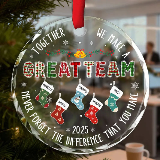 Teamwork Makes The Dream Work - Personalized Crystal Ornament - Christmas Gift For Coworkers, Colleagues
