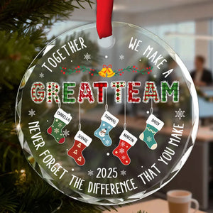 Teamwork Makes The Dream Work - Personalized Crystal Ornament - Christmas Gift For Coworkers, Colleagues
