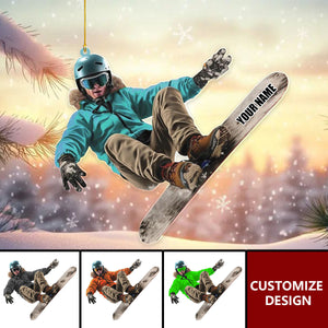 Personalized Skiing Acrylic Ornament, Snowboard Ornaments, Christmas Gift For Skier