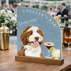 Personalized Pet Wedding Bar Sign Acrylic Plaque, Custom Dog Drink Menu Sign for Wedding Reception, Wedding Decor