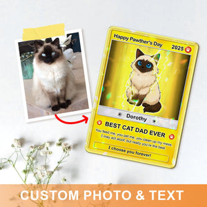 Pet Portrait Anime Card, Fathers Day Gift For Dog Dad, Pet Lover Gift, Unique Pet Gift, Personalized Pet Hologram Card, Gift For Him