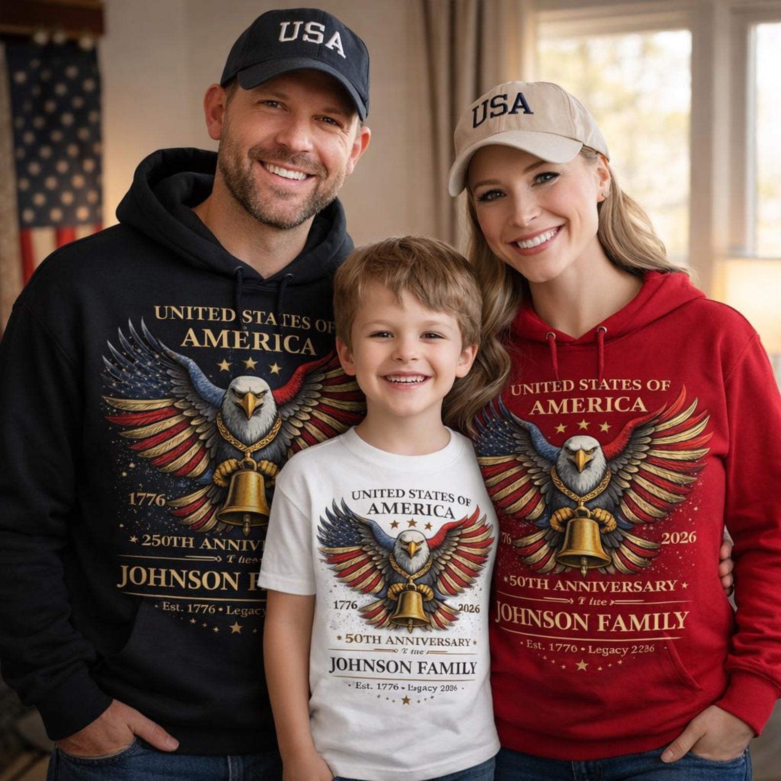 Custom Family 250th Anniversary Patriotic Eagle Shirt