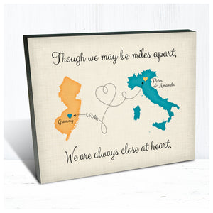 Long Distance Map Art Poster Canvas, Personalized Moving Away Gift, Family Gift