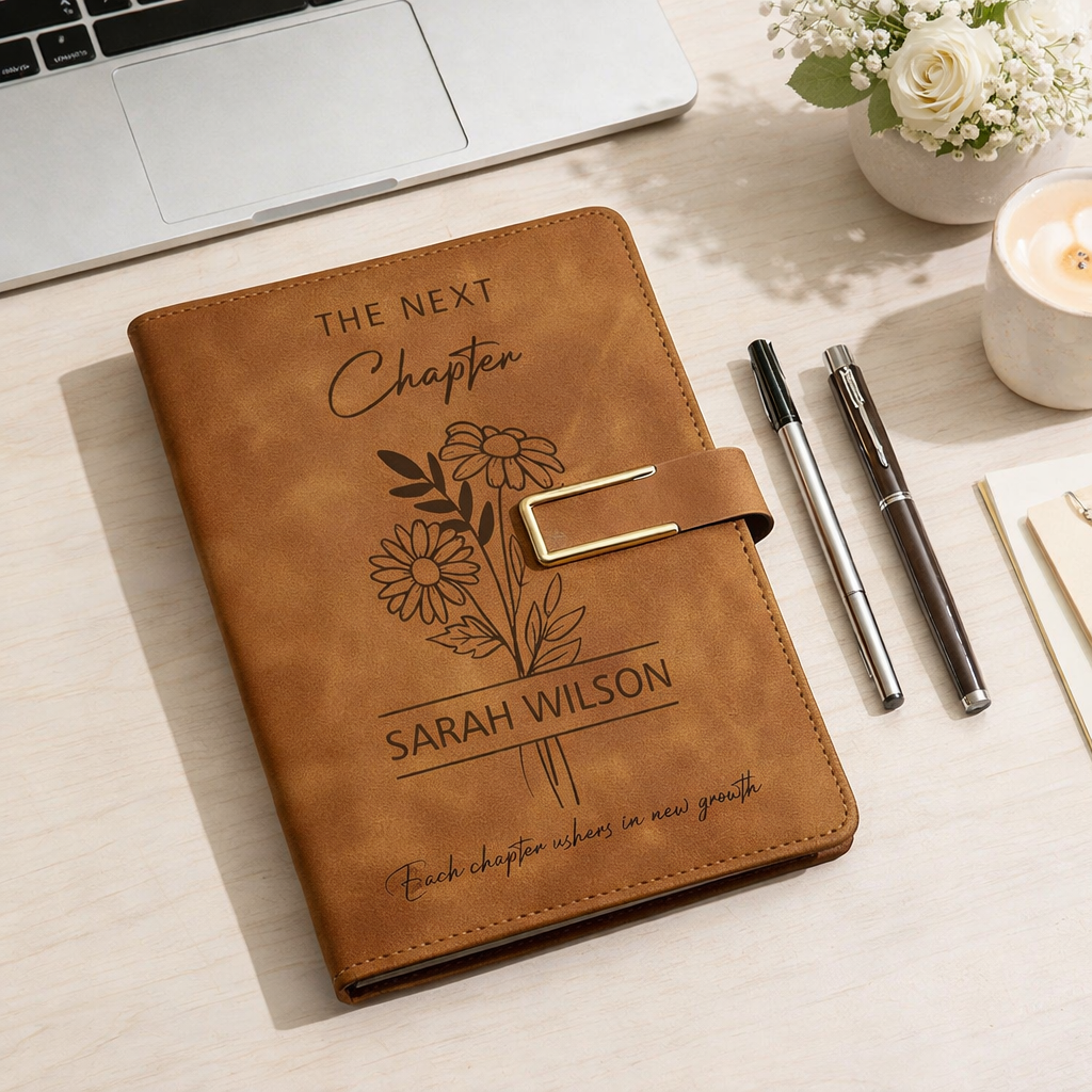 The Next Chapter Journal, Custom Leather Notebook Set with Pen, University Graduation Gift, Class of 2026 Keepsake, High School