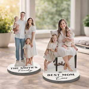 Custom Mother's day Photo Acrylic Spinning Standee: Gifts for Mom Dad, Gift from Daughter Son, Grandparent Gifts, Personalized Text Base