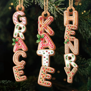 Custom Sweet Gingerbread Letter Ornament, Christmas Birthday Gifts For Family