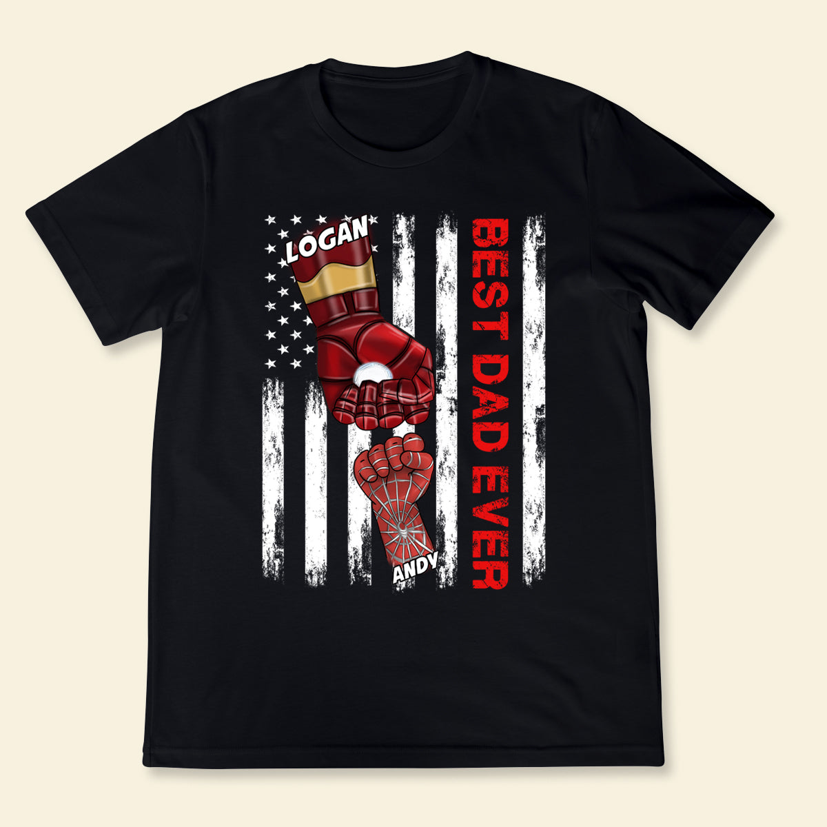 Best Dad Ever Superhero American Fist Bump - Personalized Apparel - Gift For Father, Dad, Father's Day, Birthday Gift