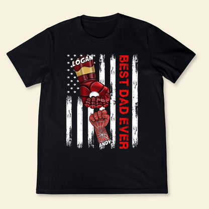 Best Dad Ever Superhero American Fist Bump - Personalized Apparel - Gift For Father, Dad, Father's Day, Birthday Gift