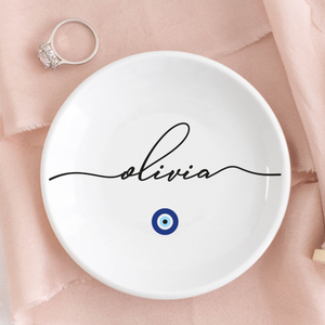 Evil Eye Jewelry Dish, Evil Eye Gift for Her, Personalized Best Friend Gift, Evil Eye Trinket Dish, Protection Eye Ring Dish, Gift for Mom