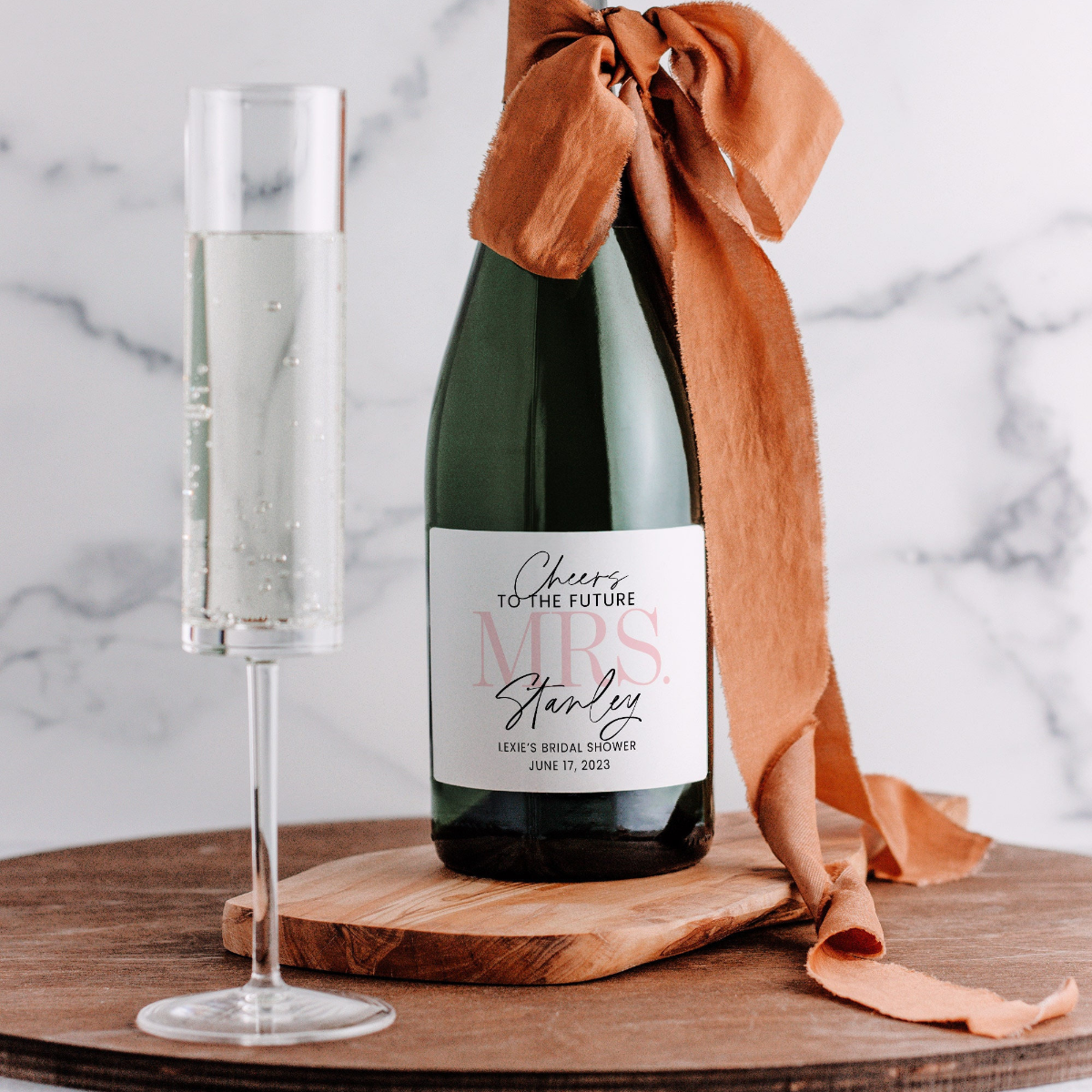 Custom Bridal Shower Wine Labels - Personalized Bachelorette Champagne Bottle Label - Faux Glitter Hen Party - Future Mrs