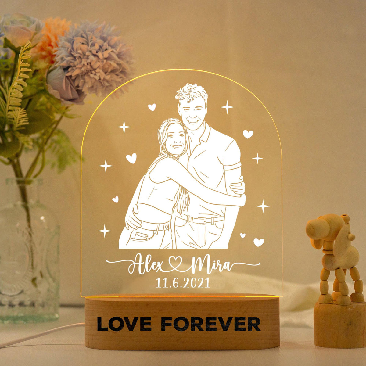 Personalized Couple Night Light, Photo Couple Night Lamp, Valentine Couple Gifts, Valentine's Day Gift, Engagement Night Lamp, Wedding Gifts
