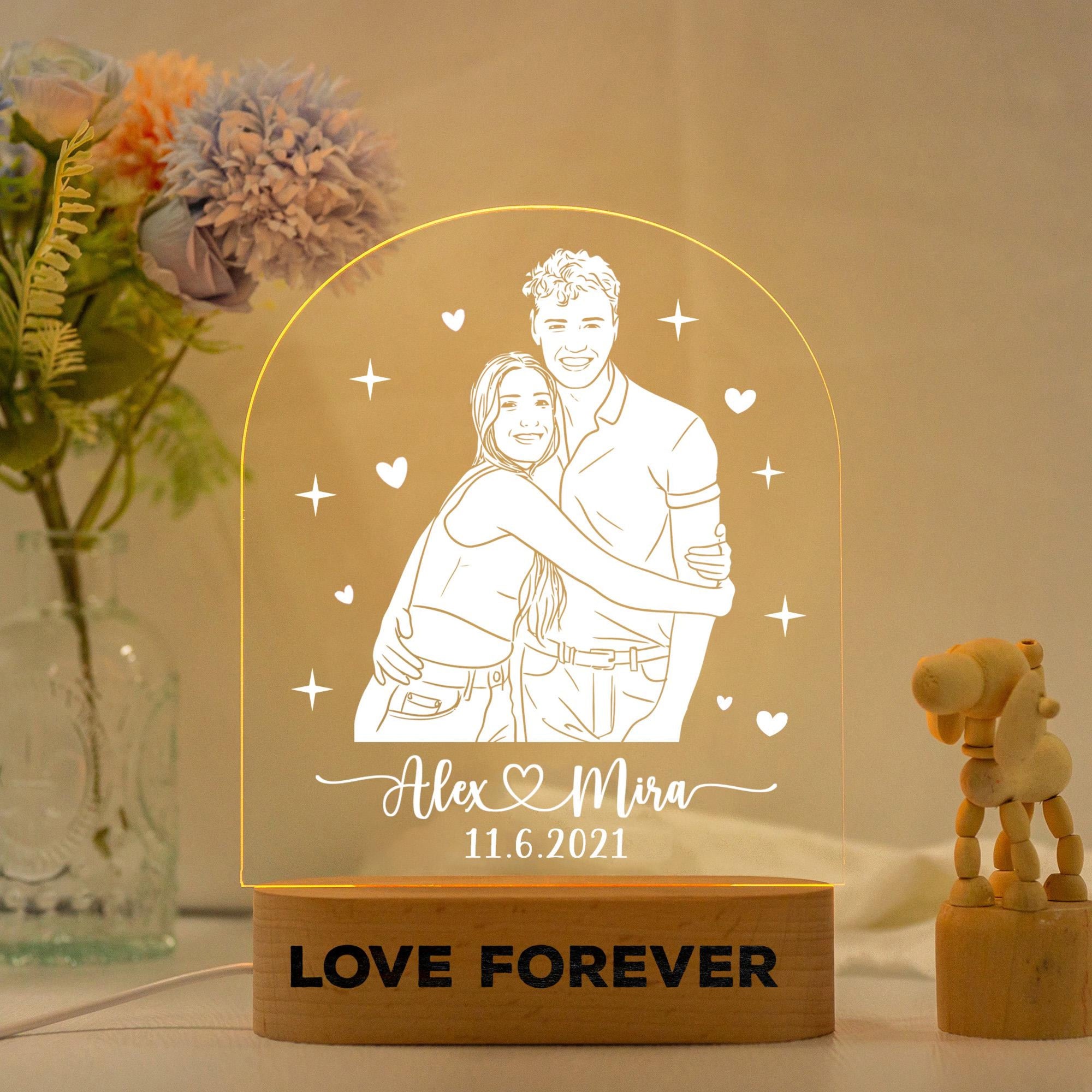 Personalized Couple Night Light, Photo Couple Night Lamp, Valentine Couple Gifts, Valentine's Day Gift, Engagement Night Lamp, Wedding Gifts