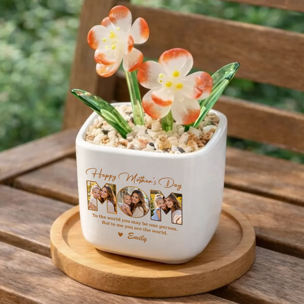 Happy Mother's Day Mom - Birth Glass Flower Pot