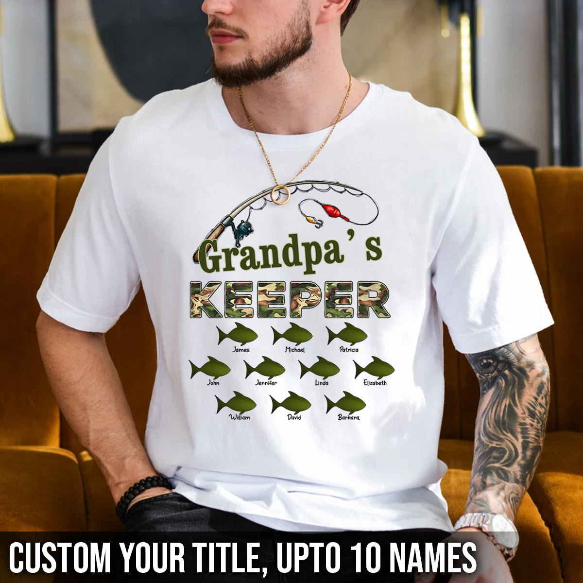 Grandpa s Keepers Camouflage Pattern Fishing - Personalized Shirt - Unique Father's Day Gift For Grandpa, Dad