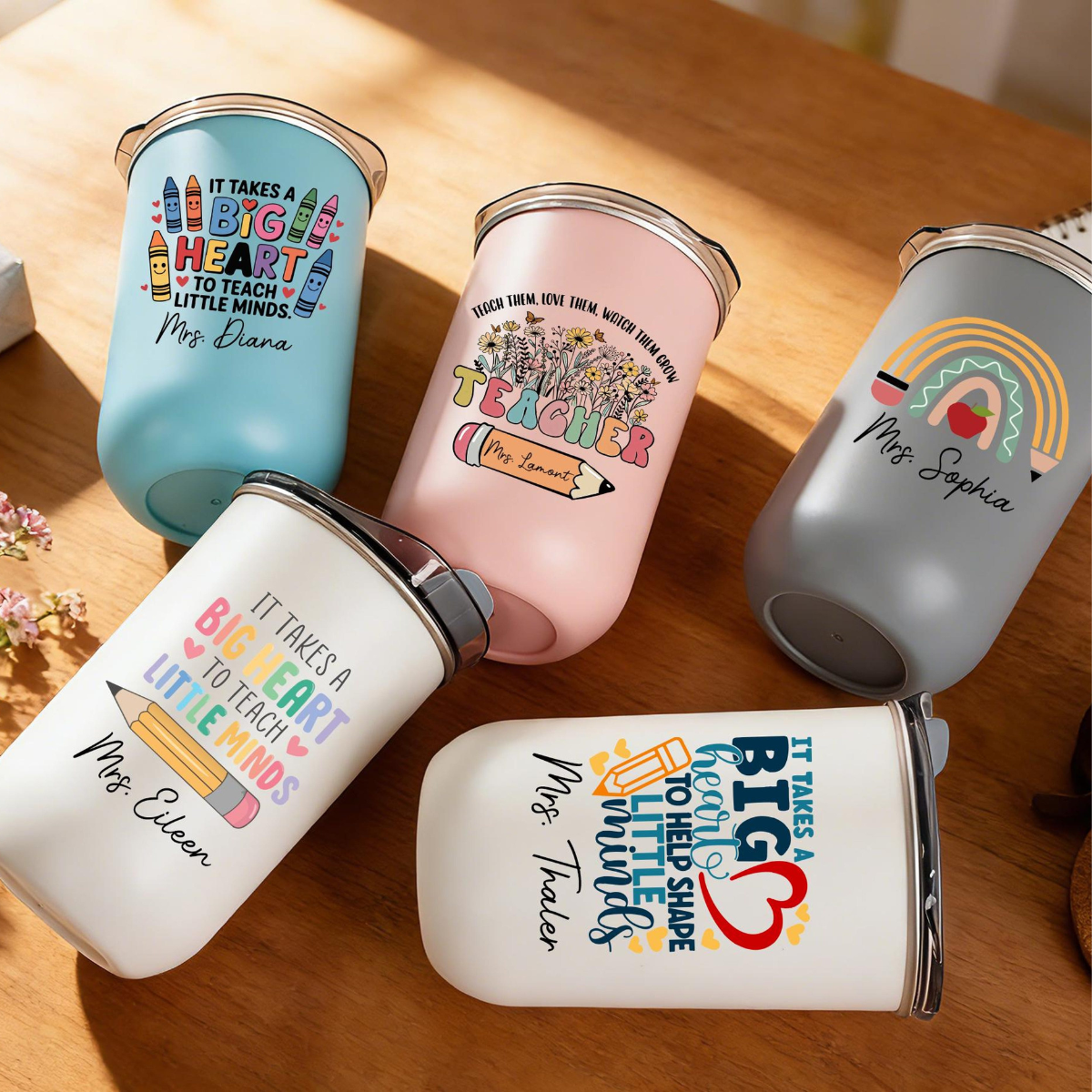 Personalized Teacher Tumbler 10oz, Custom Name Coffee Cup, Thank You Gifts, Teacher Appreciation Gift