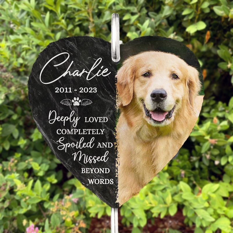 Deeply Loved Completely - Personalized Slate Plaque - Memorial Gift For Pet Owner