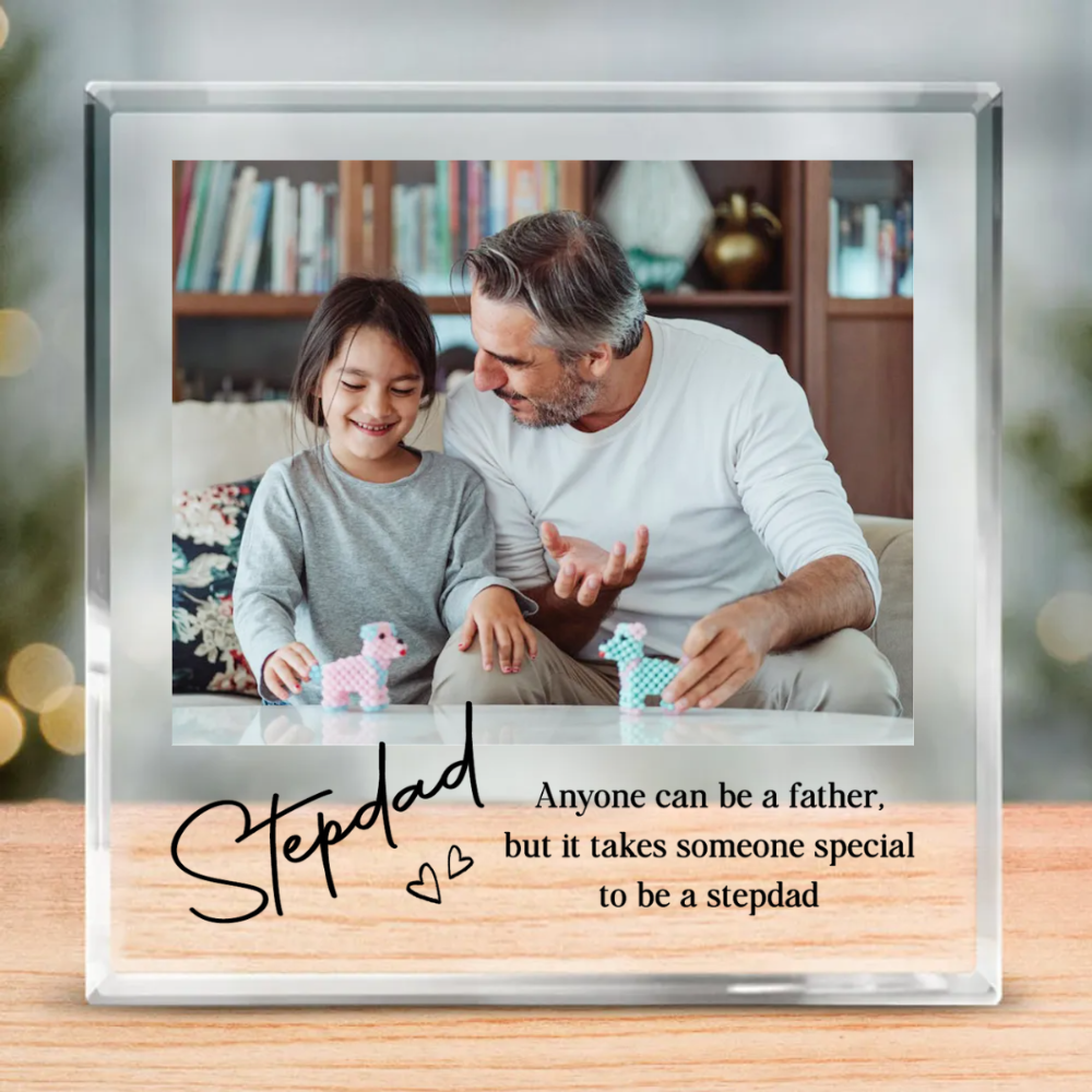 Stepdad Personalized Picture Acrylic Plaque, Father's Day Gifts, Gifts From Son Daughter, Acrylic Plaque Gifts For Dad