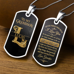 To My Grandson, Personalized Keychain, Gift For Grandson, Son