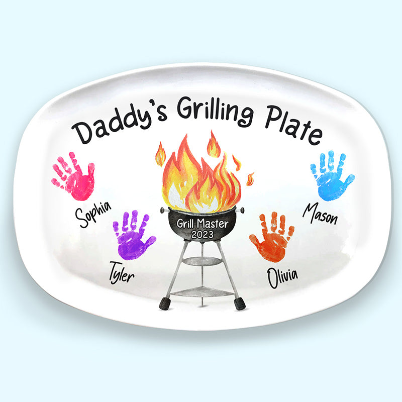 Best Dad's Grilling Plate - Personalized Platter - Father's Day, Birthday Gift For Dad, Grandfather