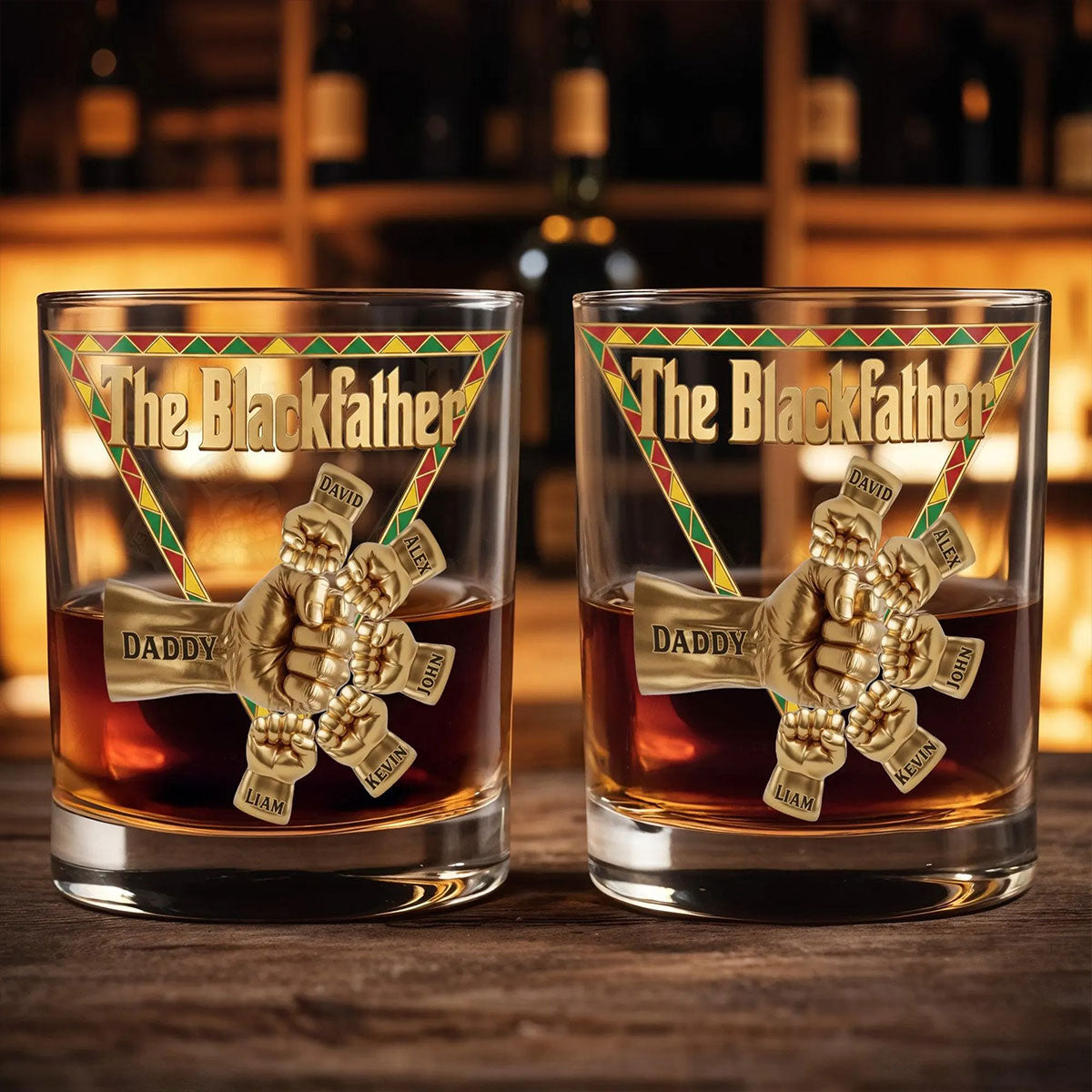 The Black Father 11oz Whiskey Glass - Personalized Gifts For Dad Father's Day