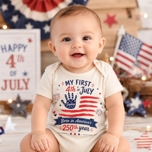 Personalized My First 4th of July Baby Bodysuit, Born in 2026 America s 250th Year Bodysuit, Patriotic Baby Onesie, Baby Gift