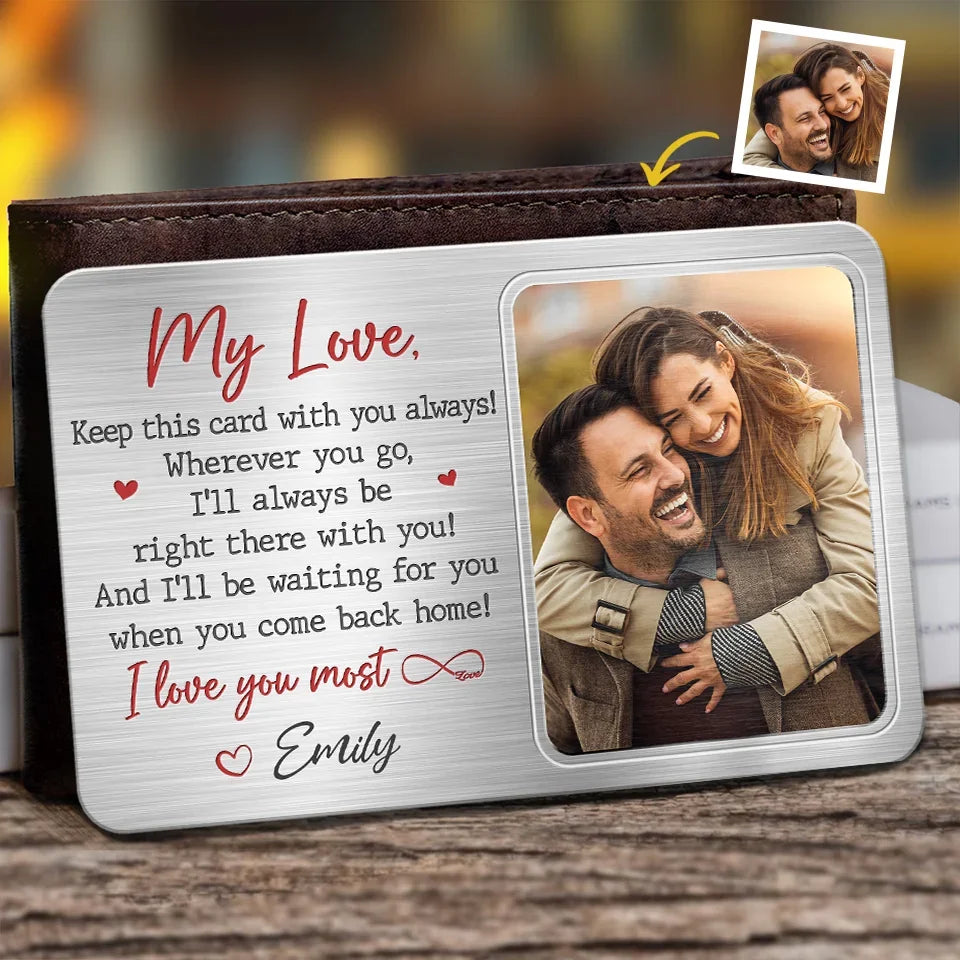 Keep This Card With You Always - Personalized Wallet Insert Card - Gift For Couple, Anniversary Gift, Valentine's Day Gift